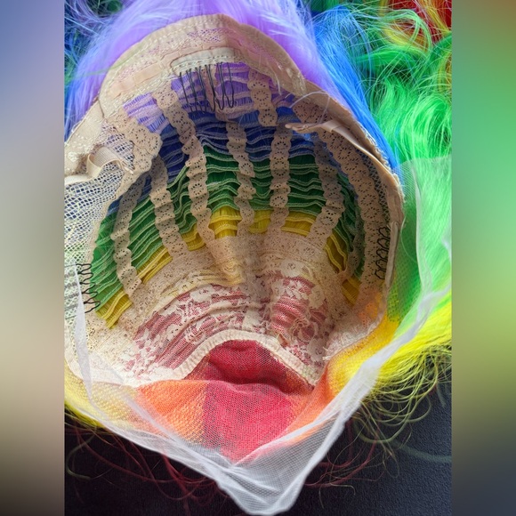 Brand new rainbow synthetic wig. About 13 x 2.5 inch parting space. ~ 24-26 in - Picture 12 of 13